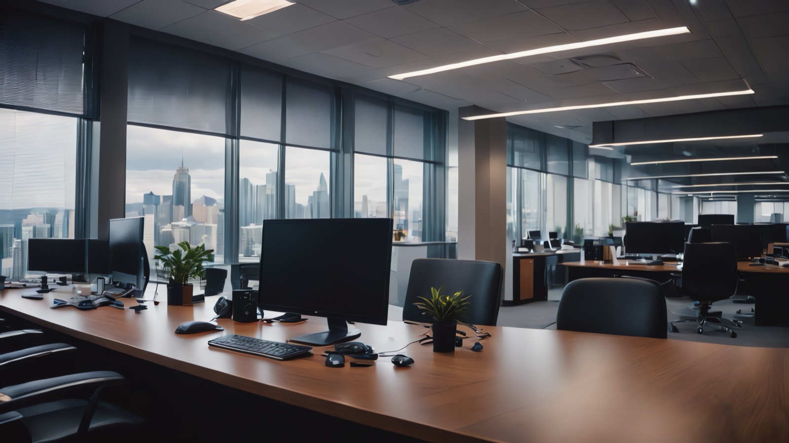 Büro-Arbeitsplatz mit vernetzter IT-Ausstattung